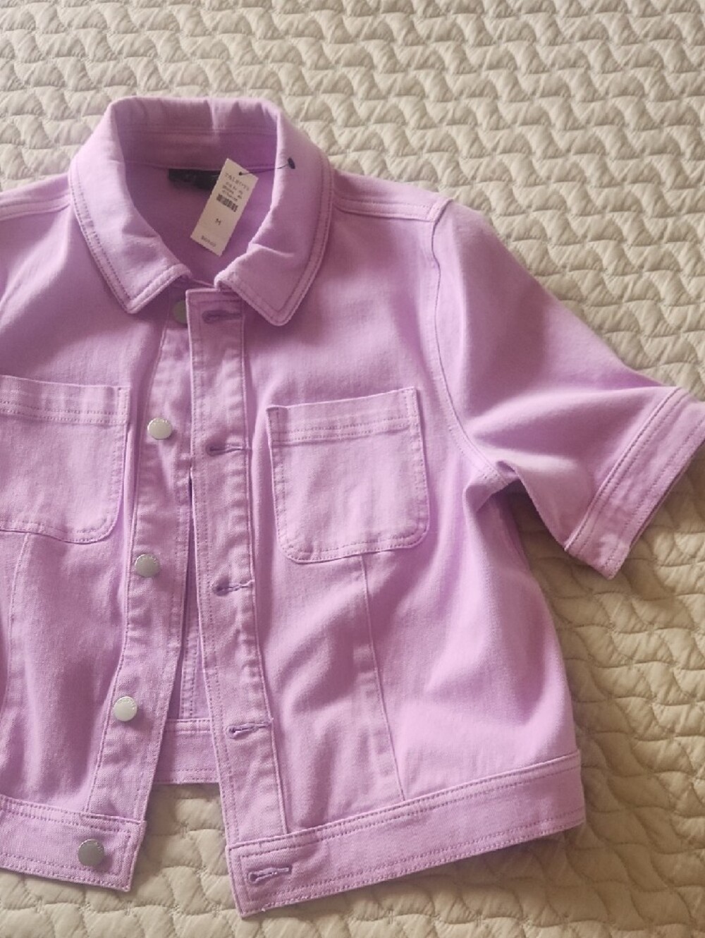 Talbots Lavender Short Sleeve Crop Jacket - Picture 6 of 9